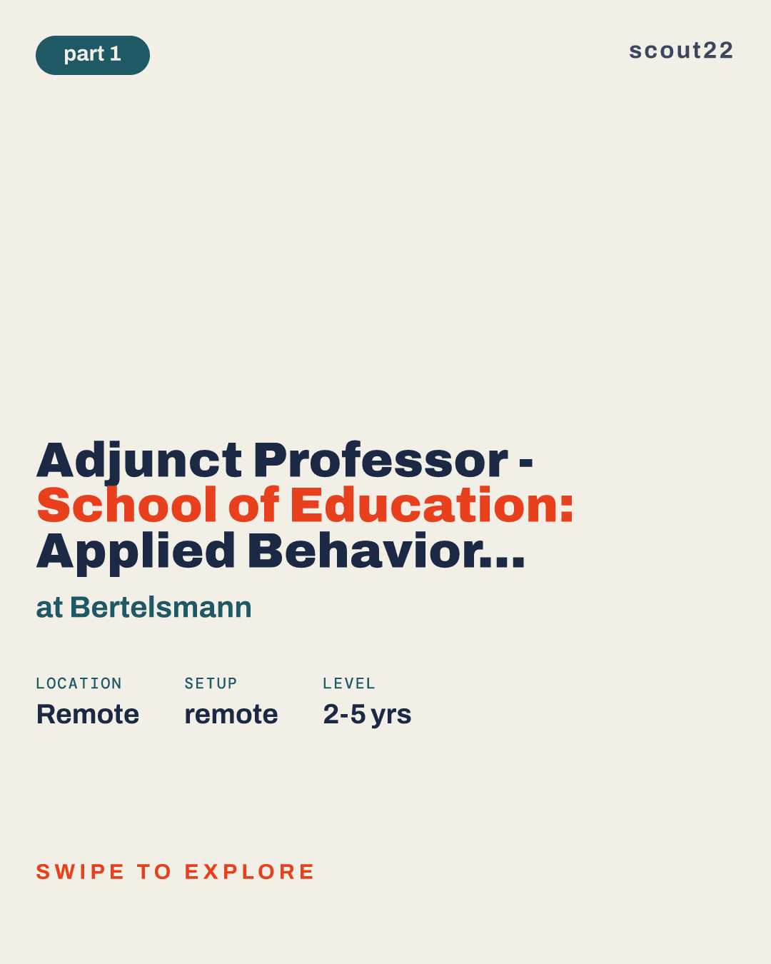 Adjunct Professor - School of Education: Applied Behavior Analysis - Online Campus Candidate Pool at Bertelsmann