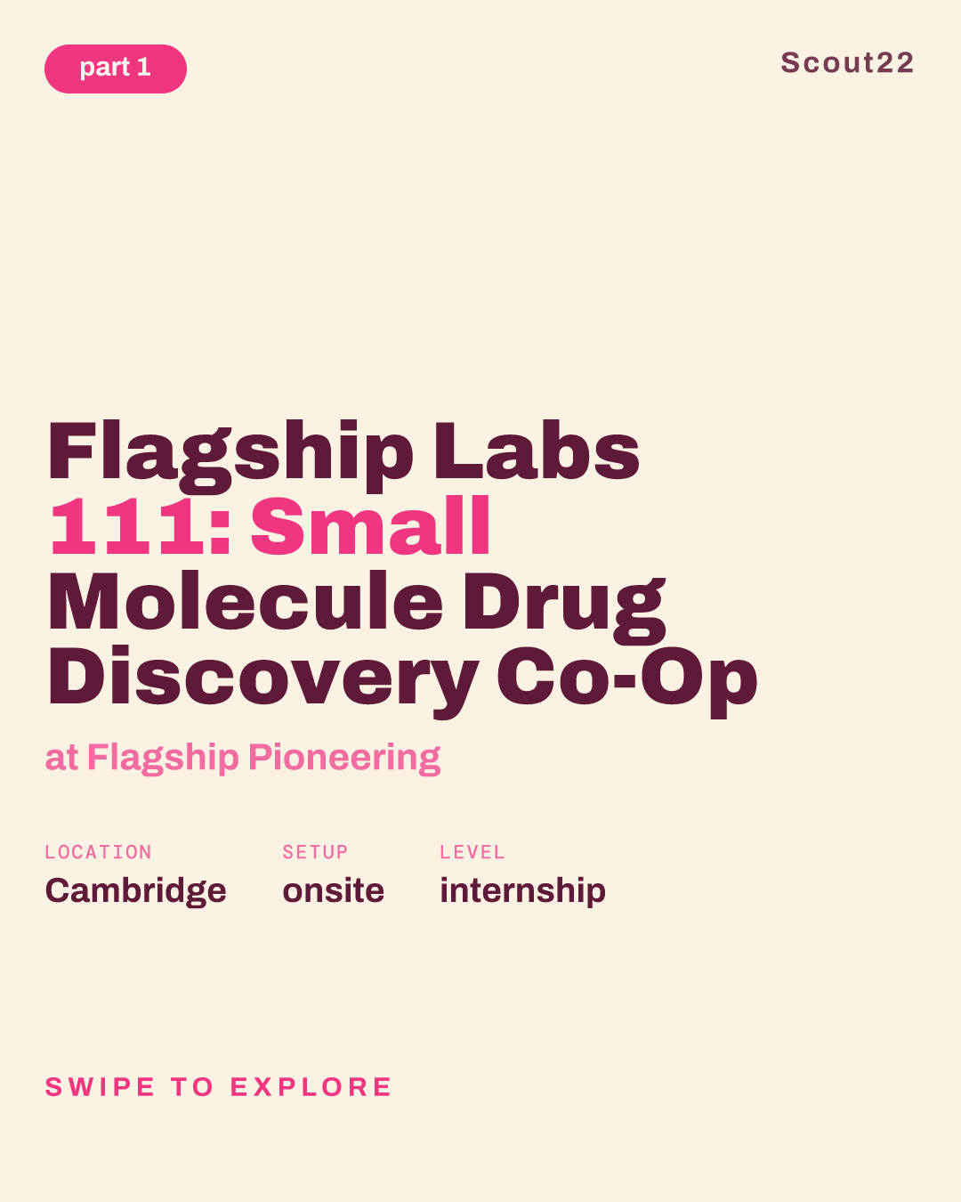 Flagship Labs 111: Small Molecule Drug Discovery Co-Op at Flagship Pioneering