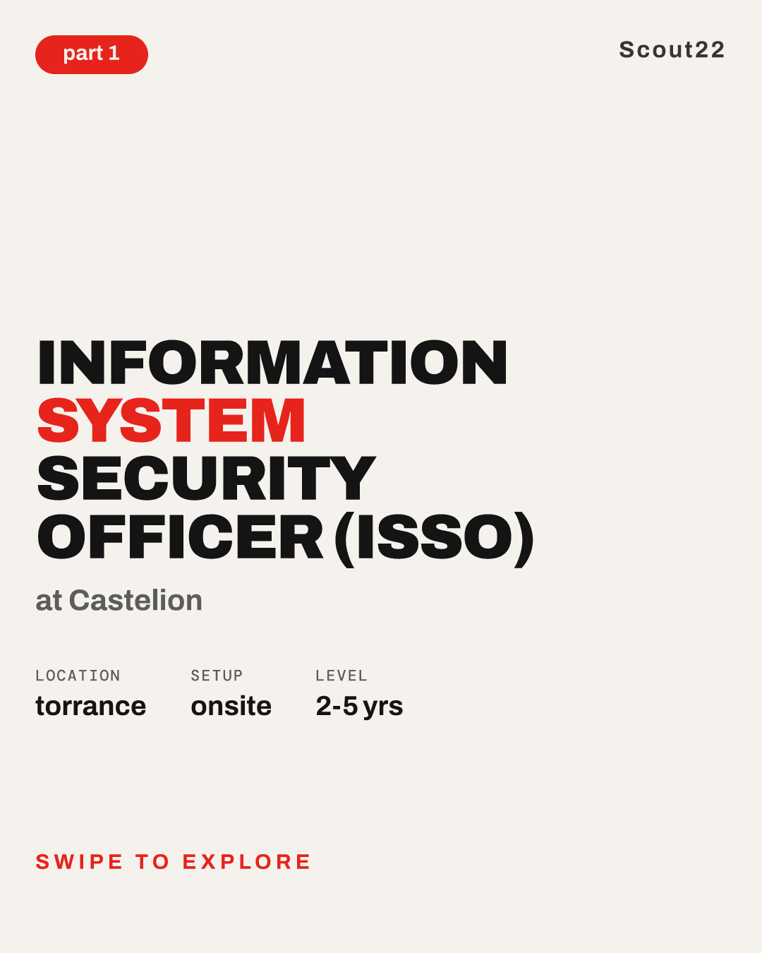 Information System Security Officer (ISSO) at Castelion