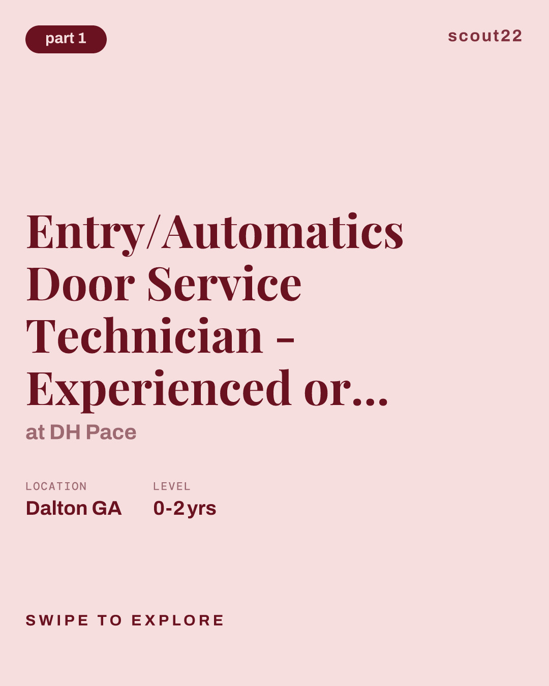 Entry/Automatics Door Service Technician - Experienced or Trainee (Dalton) at DH Pace