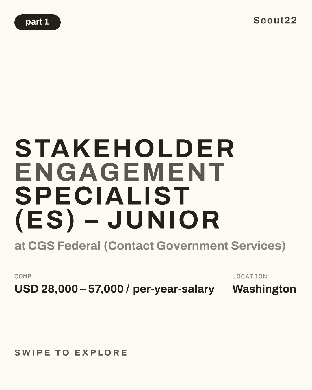Stakeholder Engagement Specialist (ES) – Junior at CGS Federal (Contact Government Services)