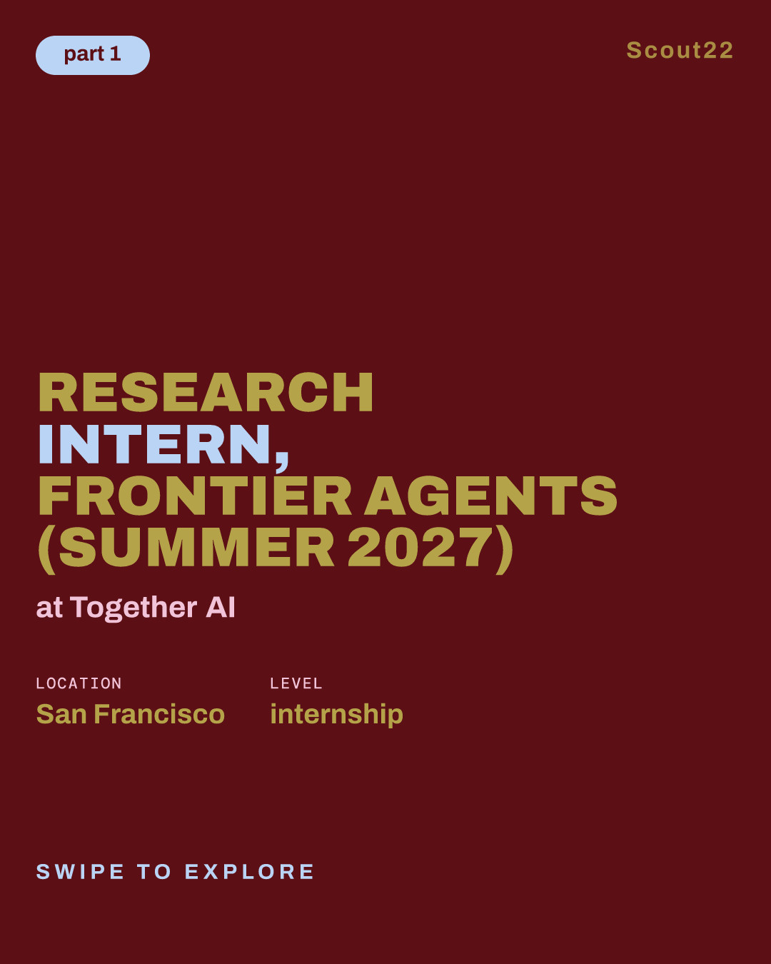 Research Intern, Frontier Agents (Summer 2027) at Together AI