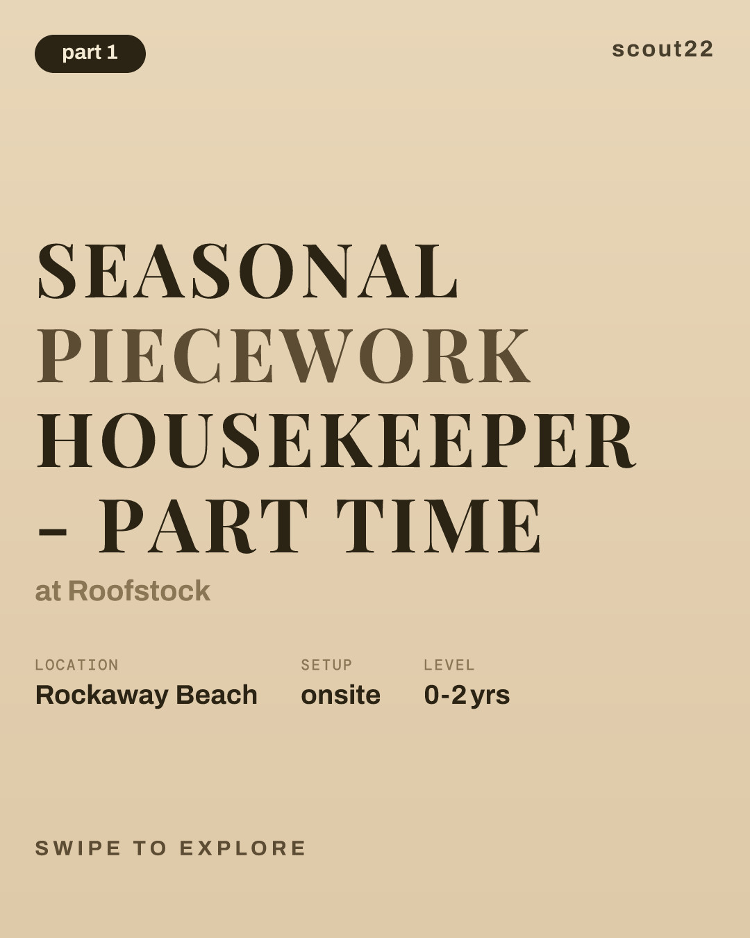Seasonal Piecework Housekeeper - Part Time at Roofstock