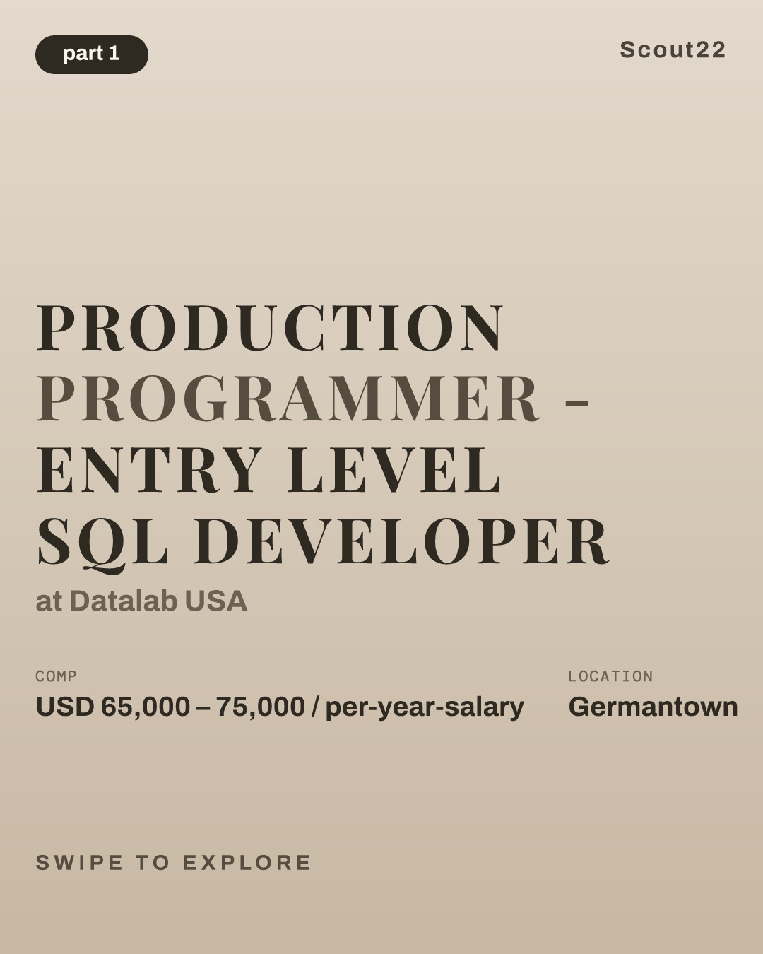 Production Programmer - Entry Level SQL Developer at Datalab USA