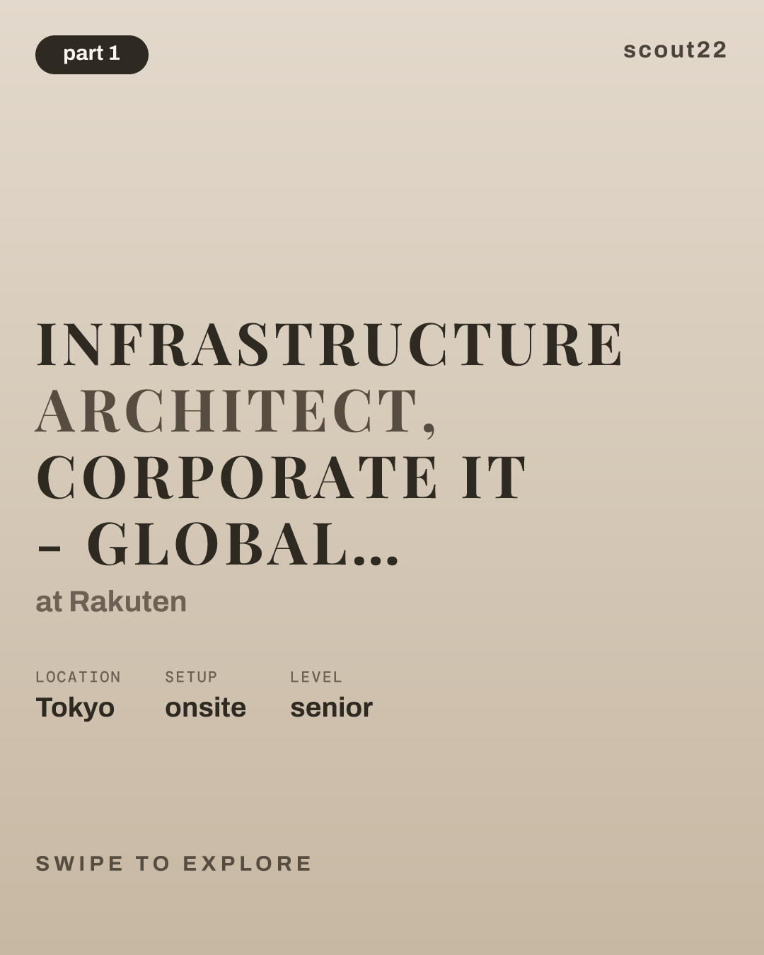 Infrastructure Architect, Corporate IT - Global Architecture Section, Global IT Strategy Office (GITSO) at Rakuten