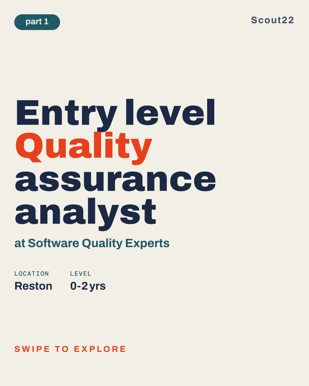 Entry level Quality assurance analyst at Software Quality Experts