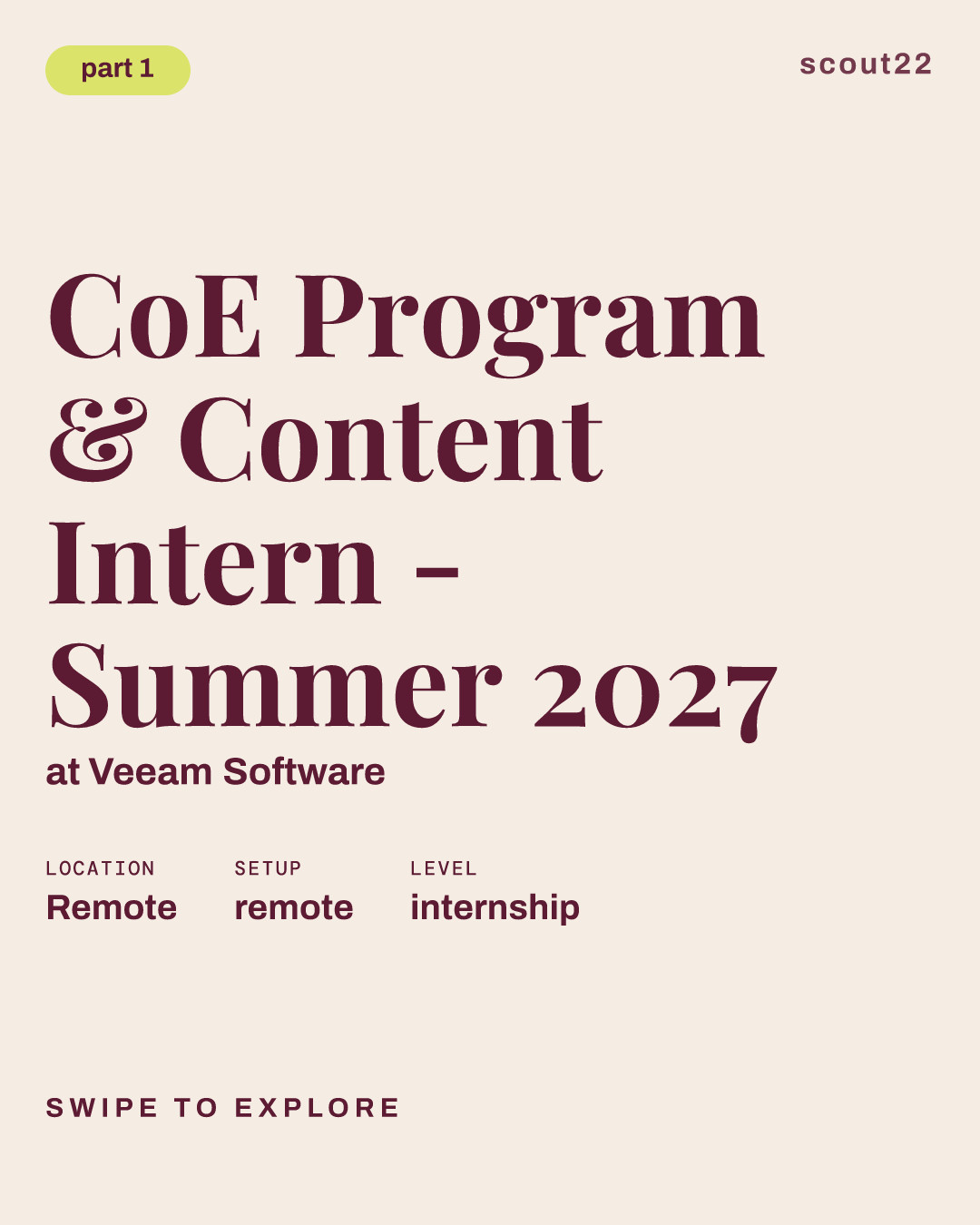 CoE Program & Content Intern - Summer 2027 at Veeam Software