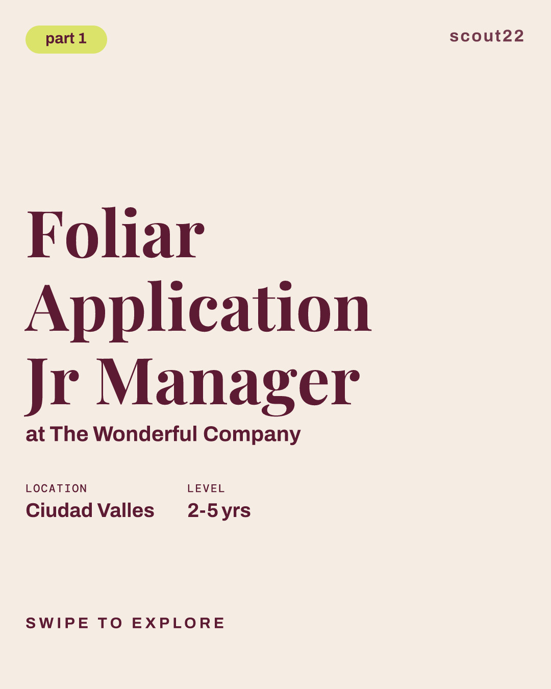 Foliar Application Jr Manager at The Wonderful Company
