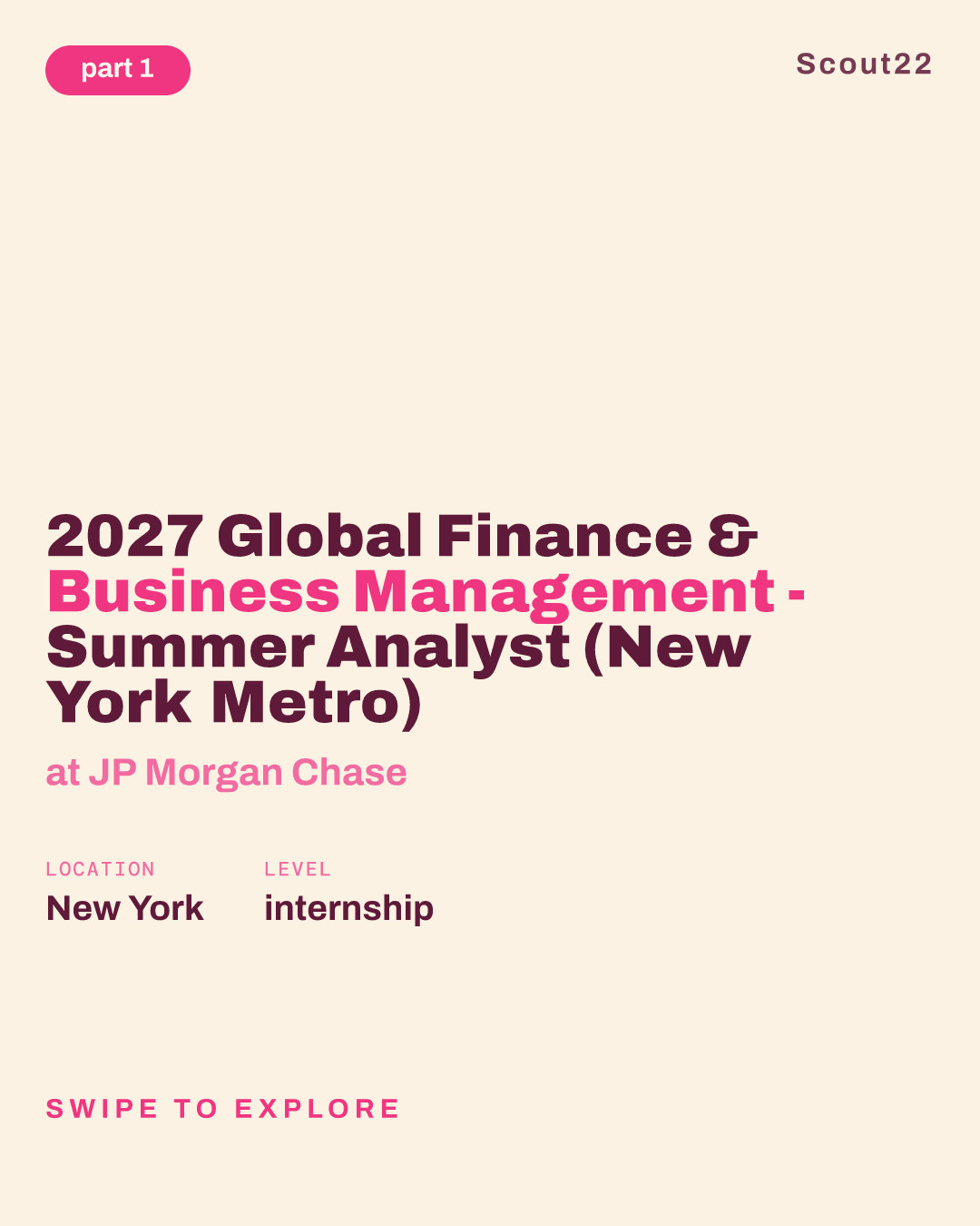 2027 Global Finance & Business Management - Summer Analyst  (New York Metro) at JP Morgan Chase
