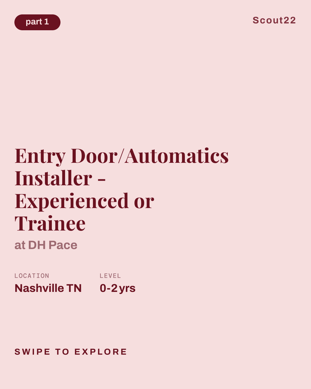 Entry Door/Automatics Installer - Experienced or Trainee at DH Pace