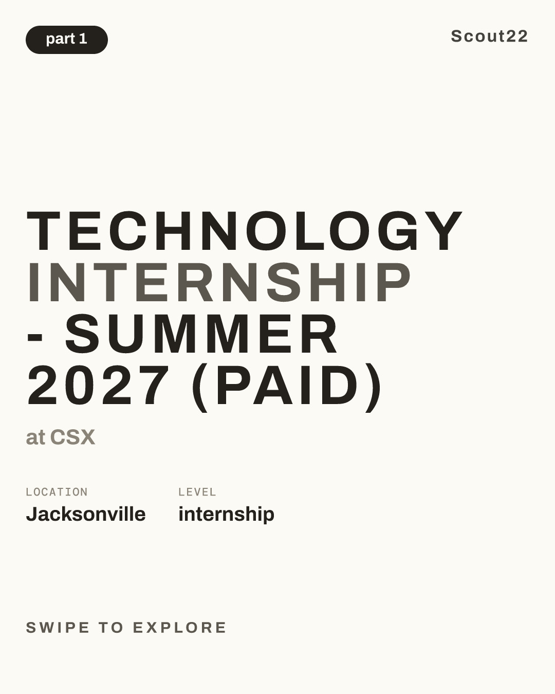 Technology Internship - Summer 2027 (Paid) at CSX