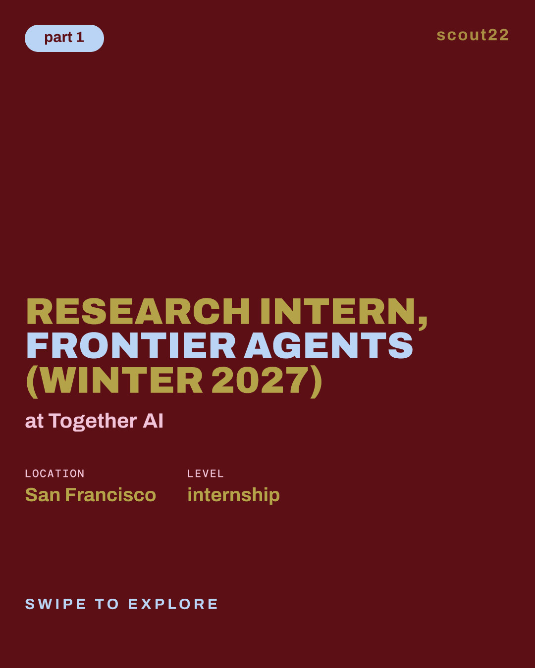 Research Intern, Frontier Agents (Winter 2027) at Together AI