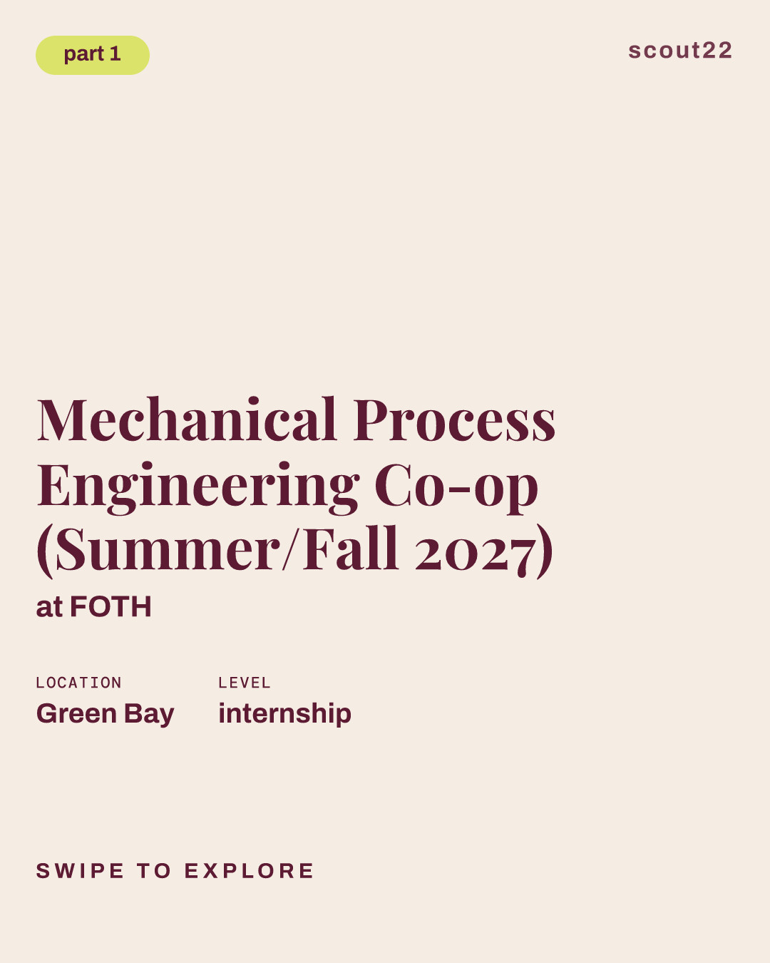 Mechanical Process Engineering Co-op (Summer/Fall 2027) at FOTH