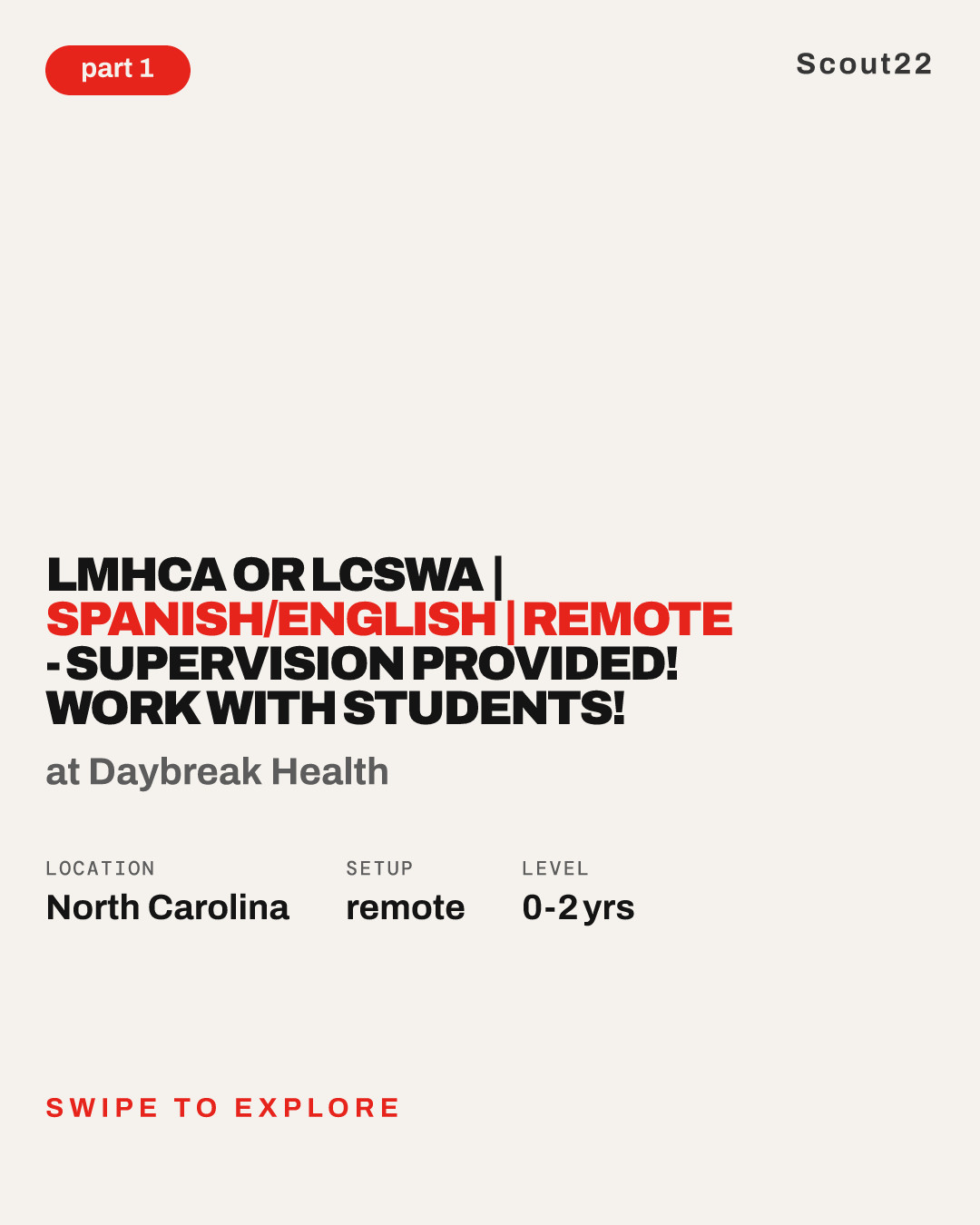 LMHCA or LCSWA | Spanish/English | Remote - Supervision provided! Work with students! at Daybreak Health