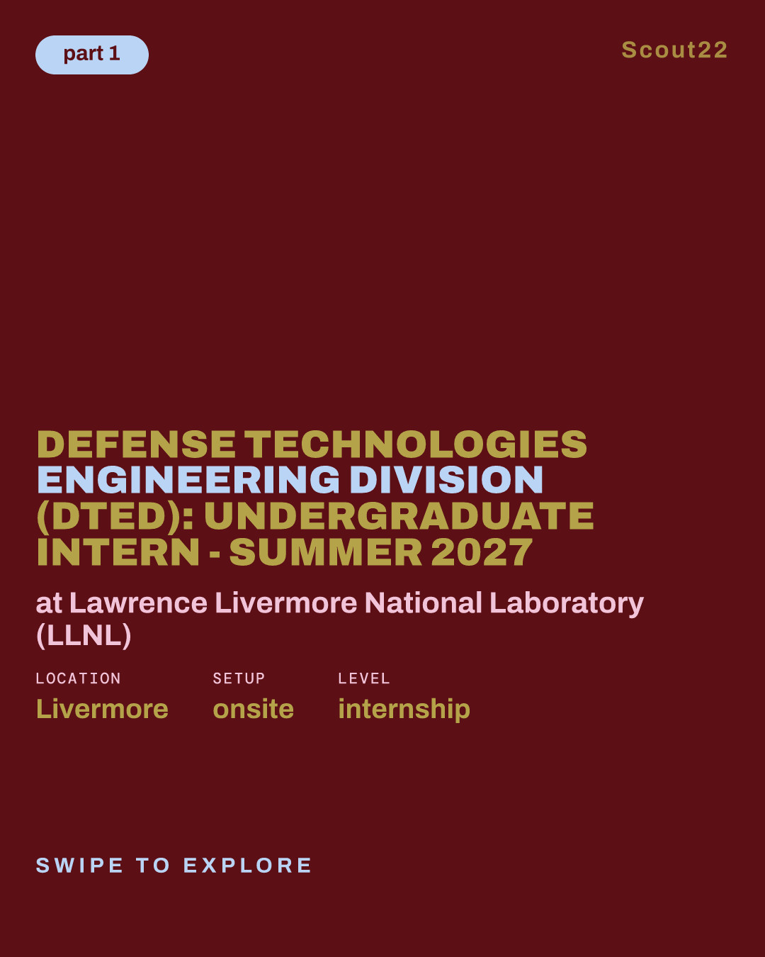 Defense Technologies Engineering Division (DTED): Undergraduate Intern - Summer 2027 at Lawrence Livermore National Laboratory (LLNL)