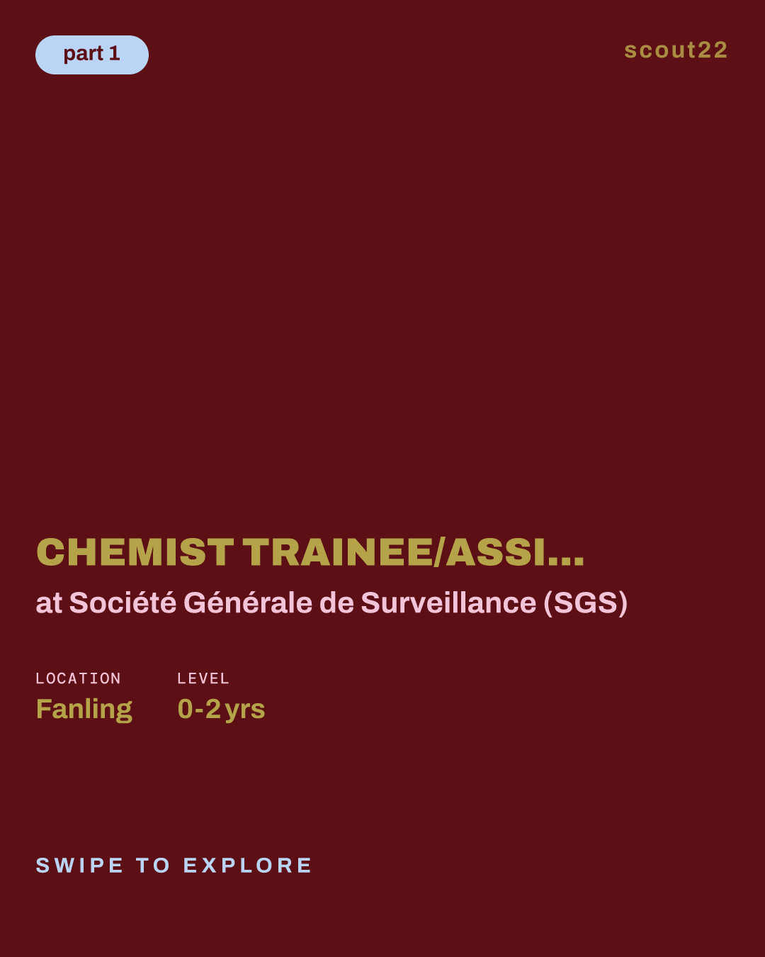 Chemist Trainee/Assistant Chemist (Chemical Laboratory) at Société Générale de Surveillance (SGS)