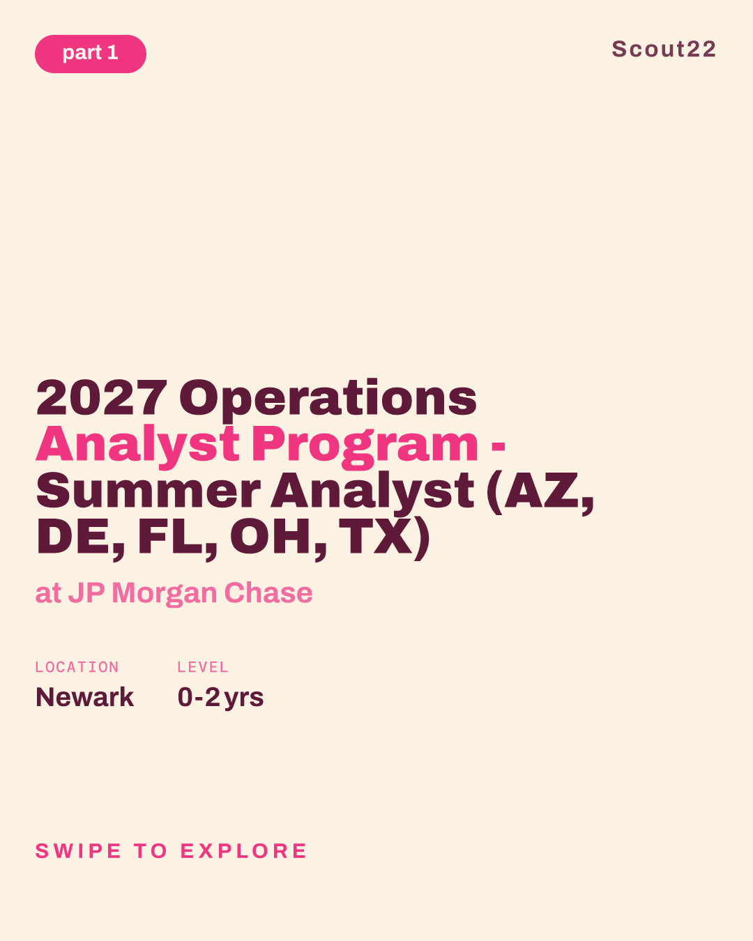 2027 Operations Analyst Program - Summer Analyst (AZ, DE, FL, OH, TX) at JP Morgan Chase