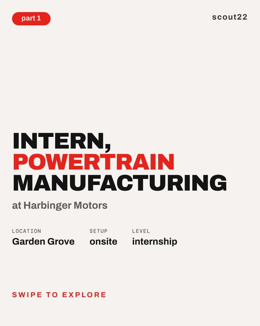Intern, Powertrain Manufacturing at Harbinger Motors