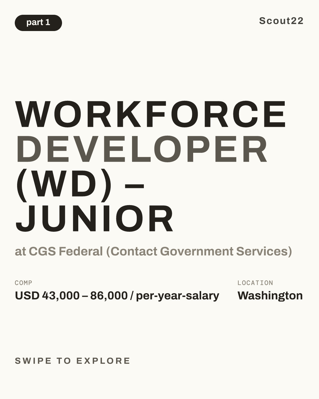 Workforce Developer (WD) – Junior at CGS Federal (Contact Government Services)