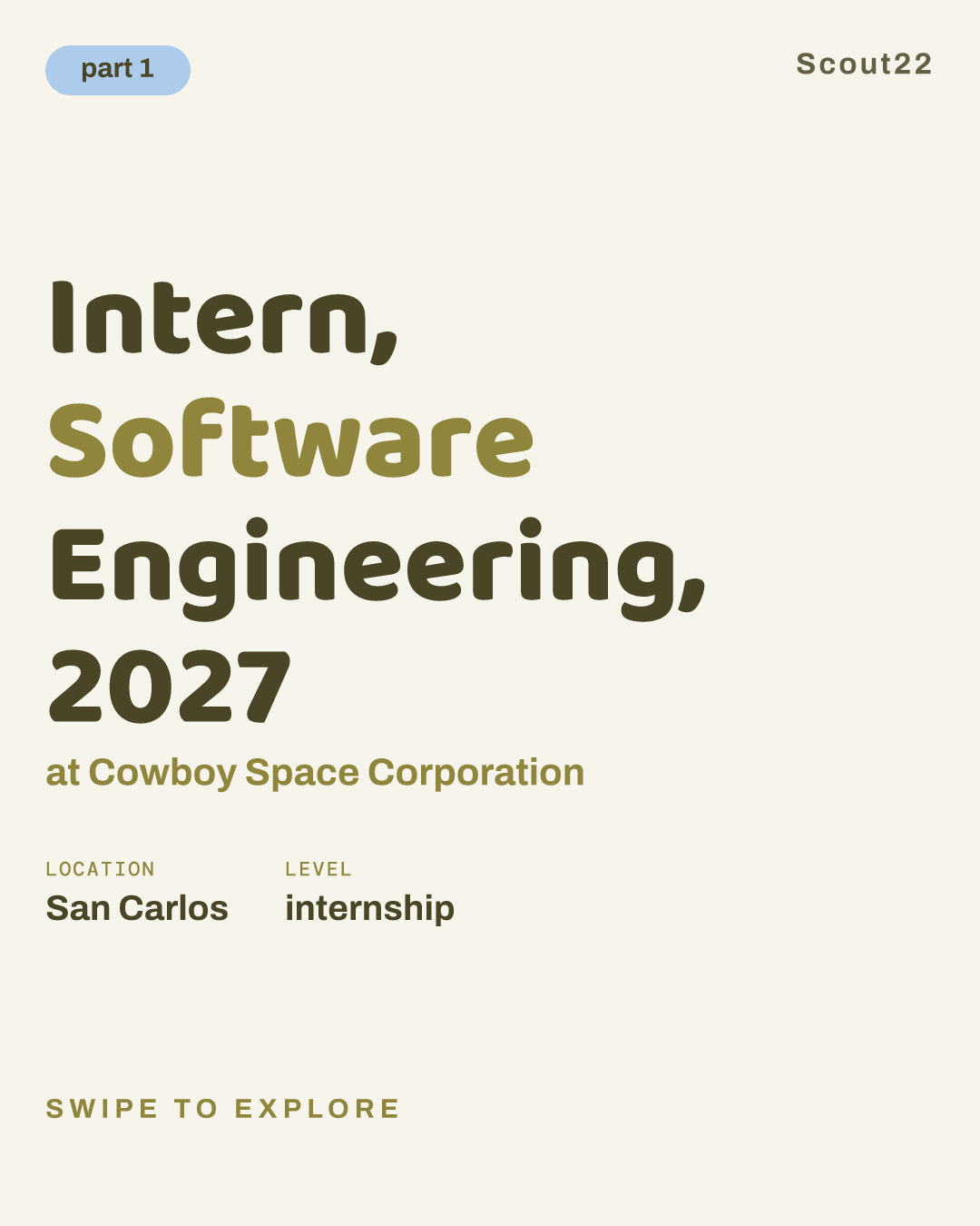Intern, Software Engineering, 2027 at Cowboy Space Corporation