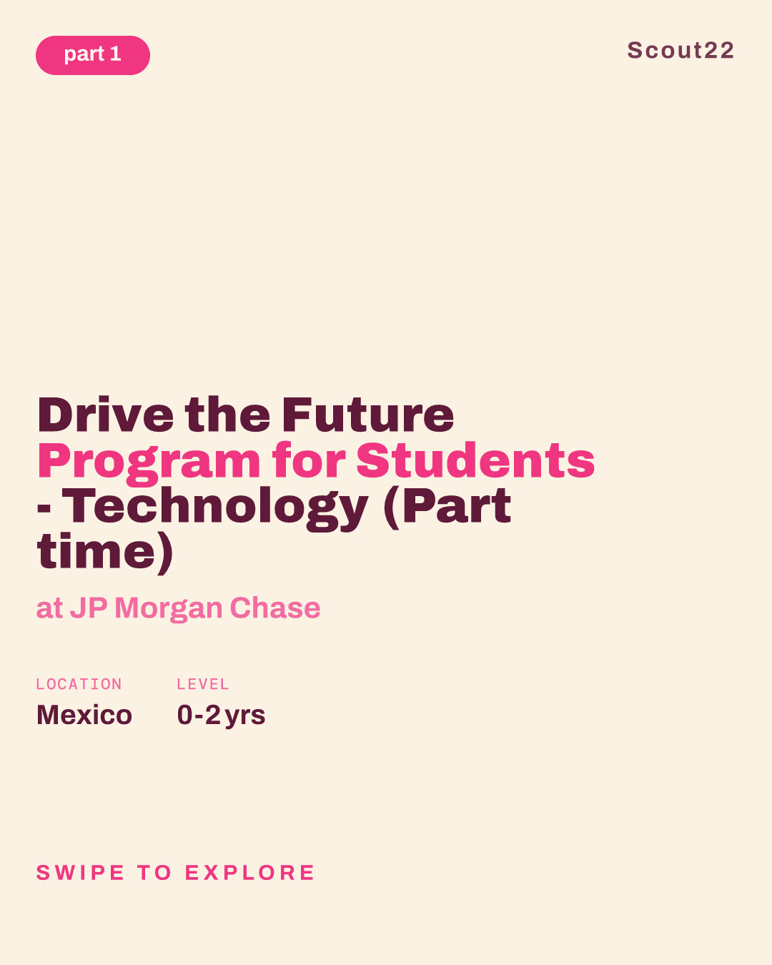 Drive the Future Program for Students - Technology (Part time) at JP Morgan Chase