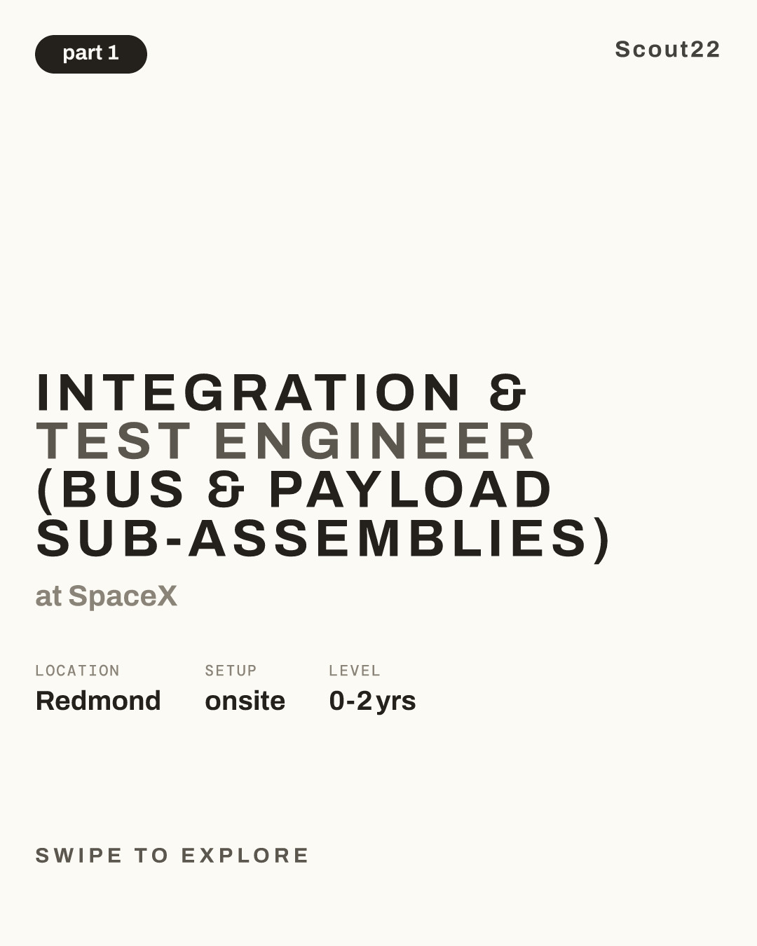 Integration & Test Engineer (Bus & Payload Sub-Assemblies) at SpaceX