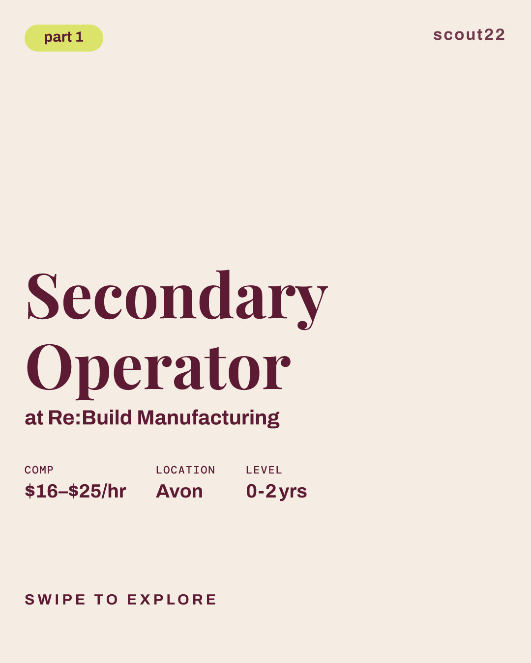 Secondary Operator at Re:Build Manufacturing