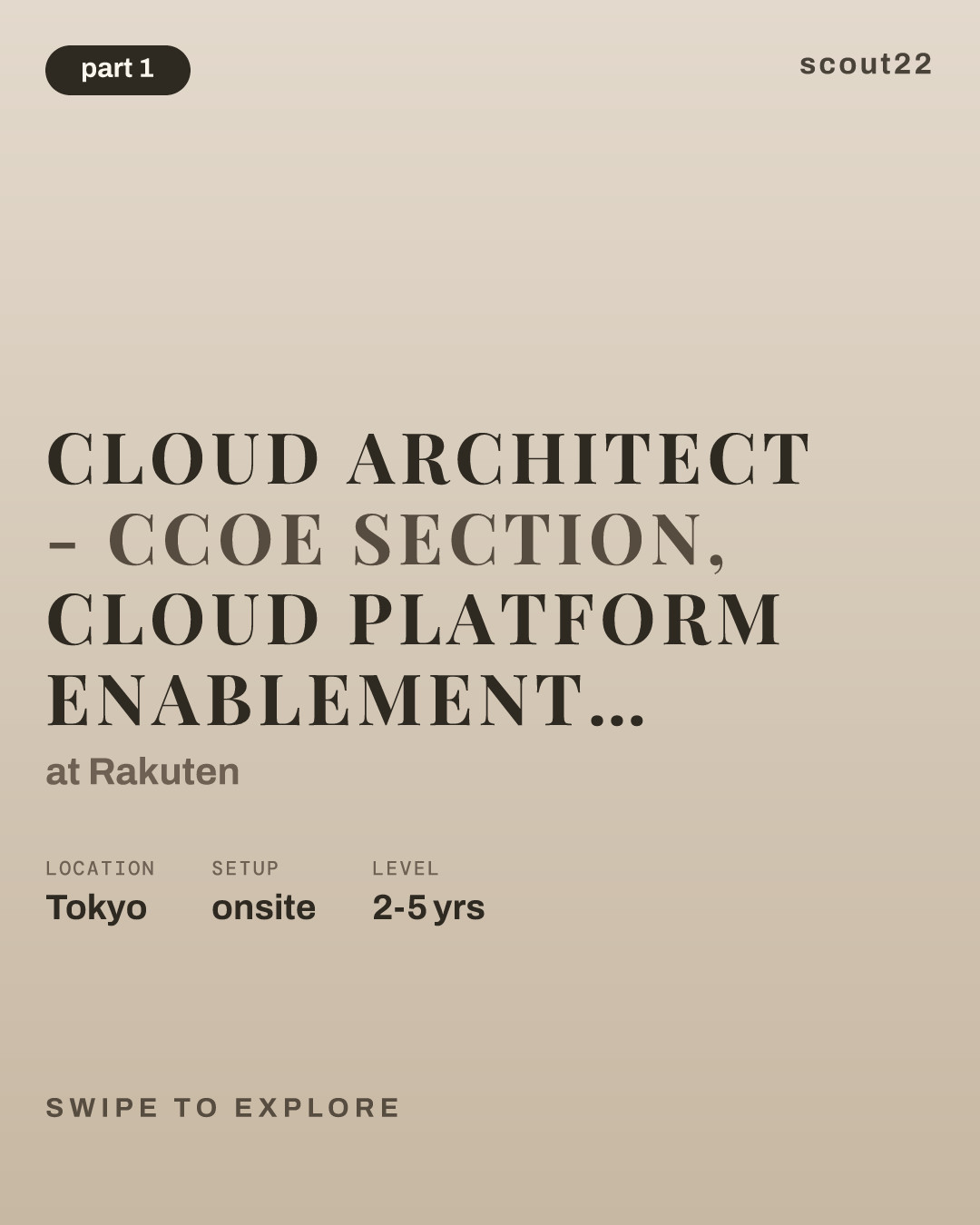 Cloud Architect - CCoE Section, Cloud Platform Enablement Department (CPED) at Rakuten