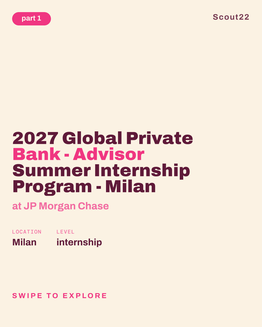 2027 Global Private Bank - Advisor Summer Internship Program - Milan at JP Morgan Chase