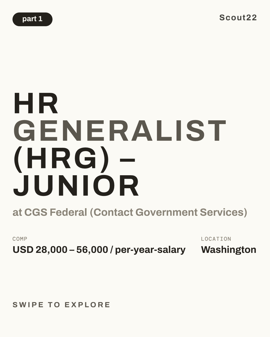 HR Generalist (HRG) – Junior at CGS Federal (Contact Government Services)