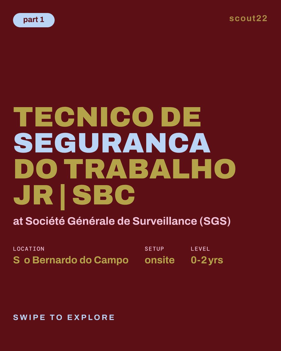 TECNICO DE SEGURANCA DO TRABALHO JR  | SBC at Société Générale de Surveillance (SGS)