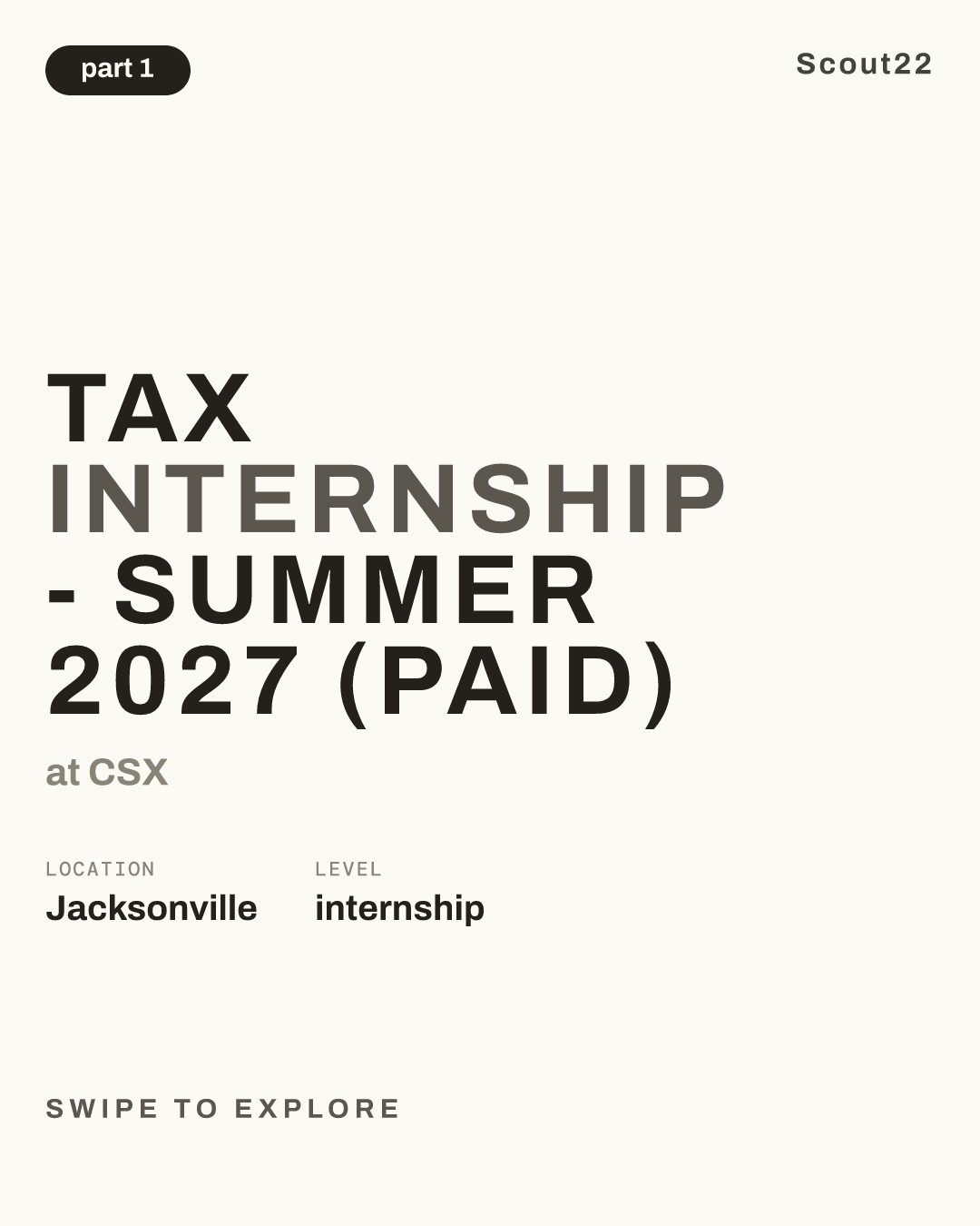 Tax Internship - Summer 2027 (Paid) at CSX