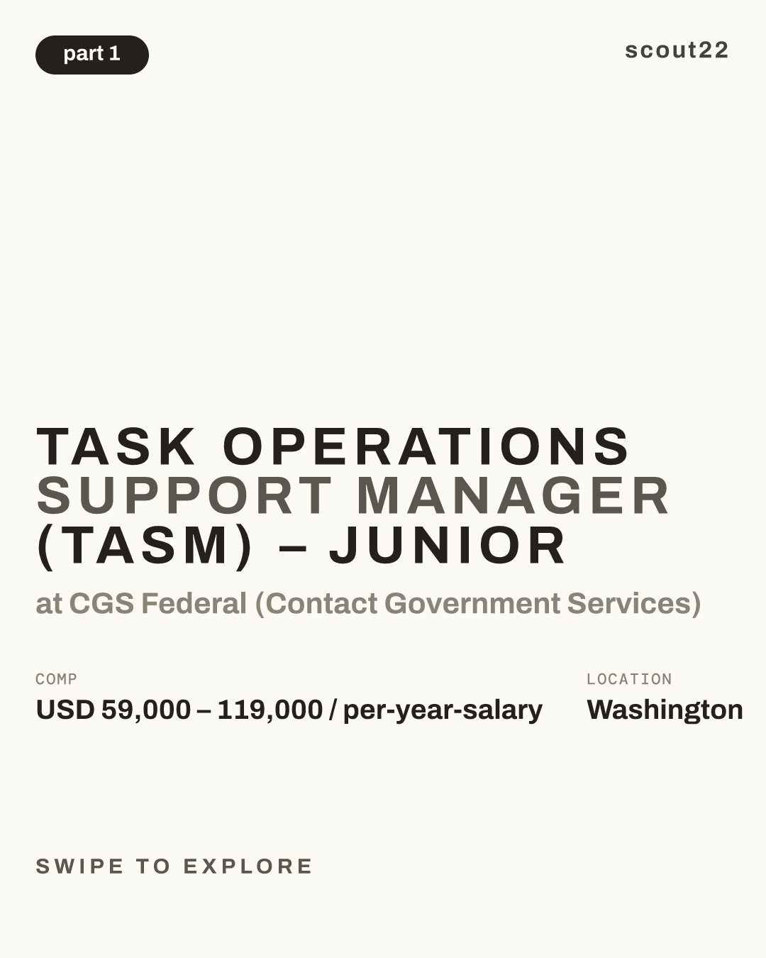 Task Operations Support Manager (TASM) – Junior at CGS Federal (Contact Government Services)