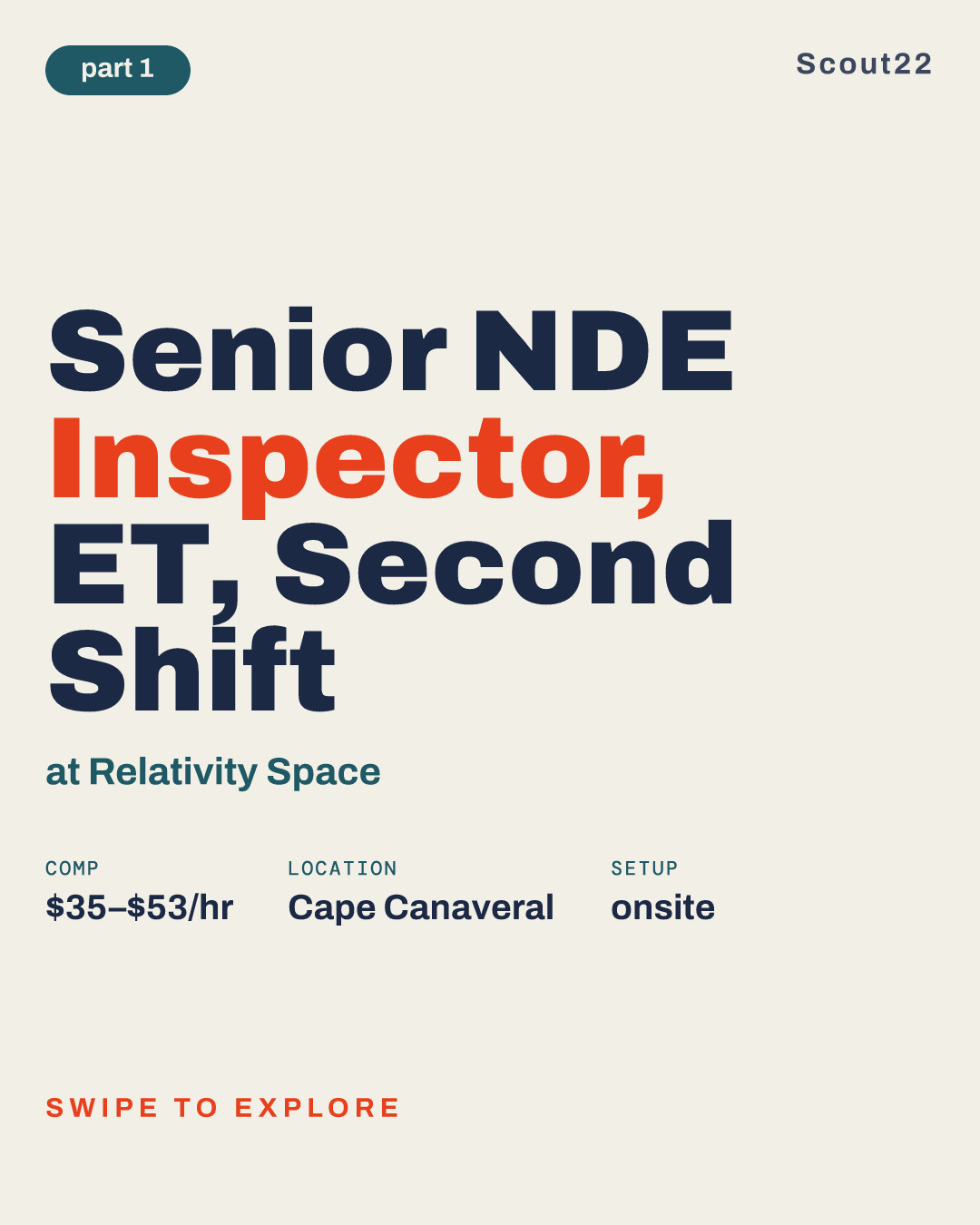 Senior NDE Inspector, ET, Second Shift at Relativity Space