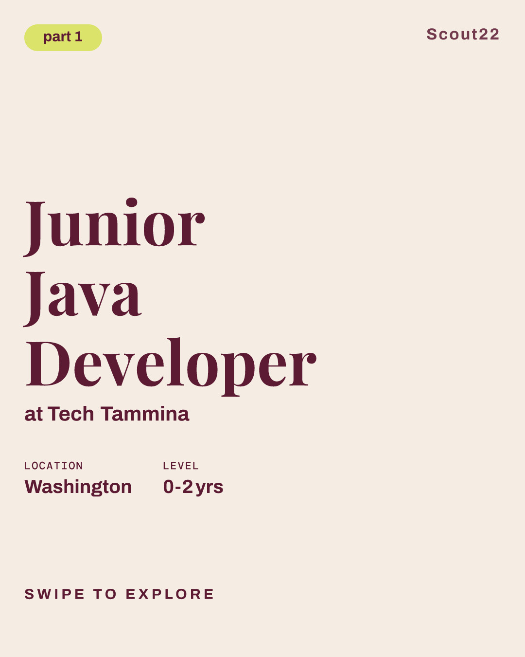 Junior Java Developer at Tech Tammina