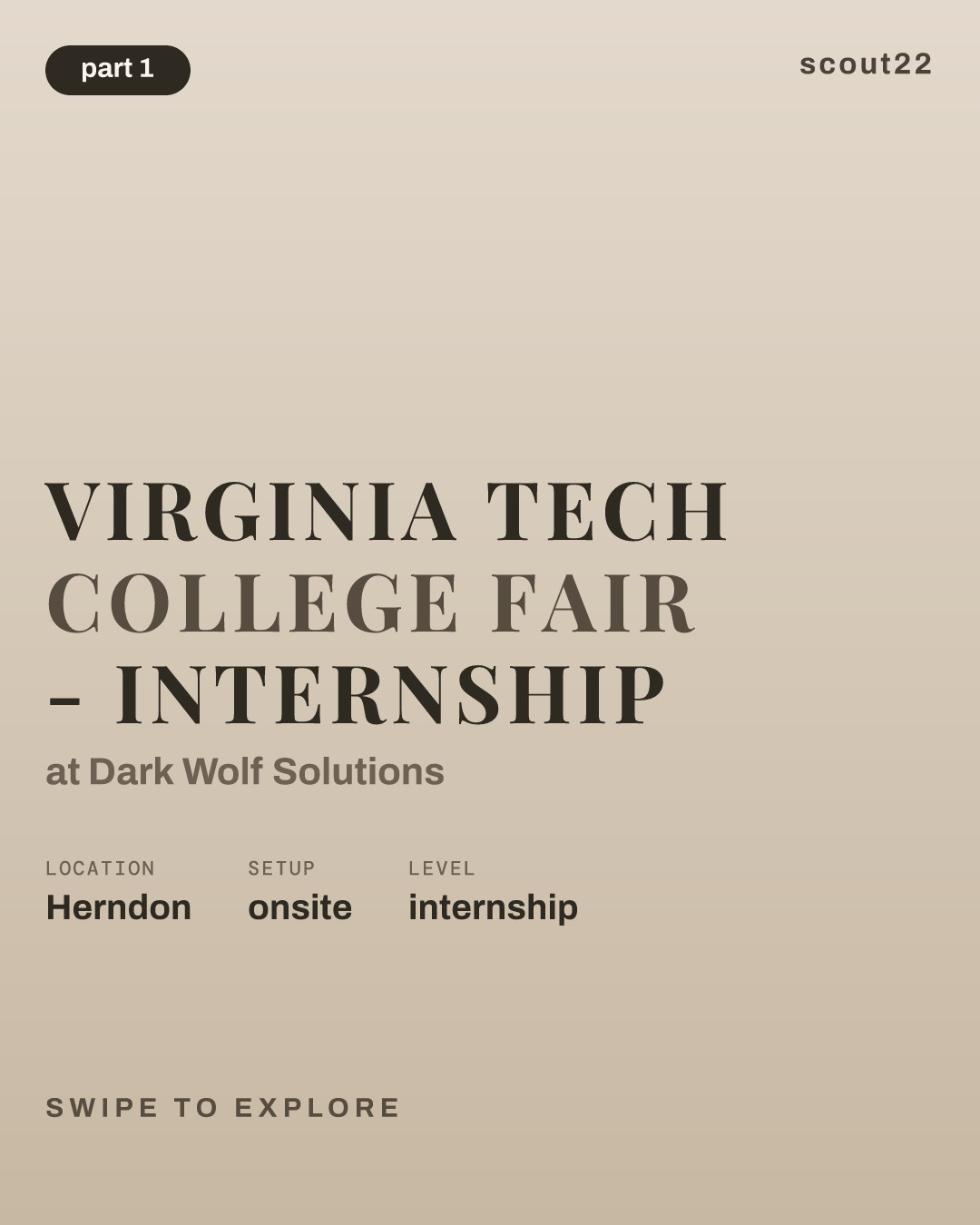 Virginia Tech College Fair - Internship at Dark Wolf Solutions