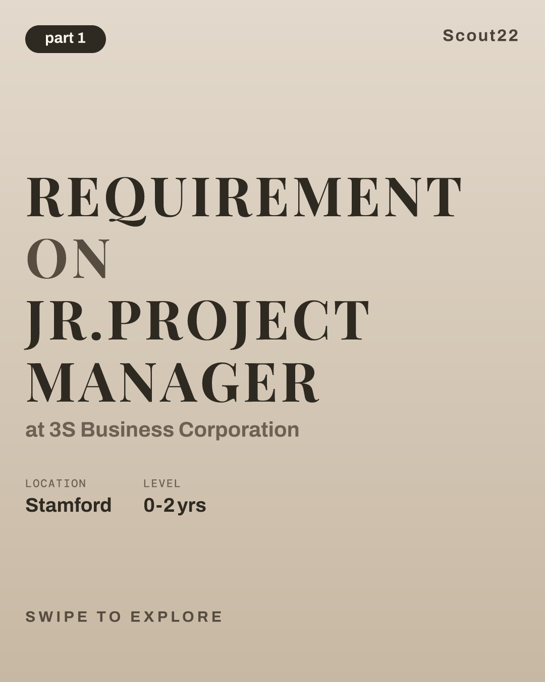 Requirement on Jr.Project Manager at 3S Business Corporation