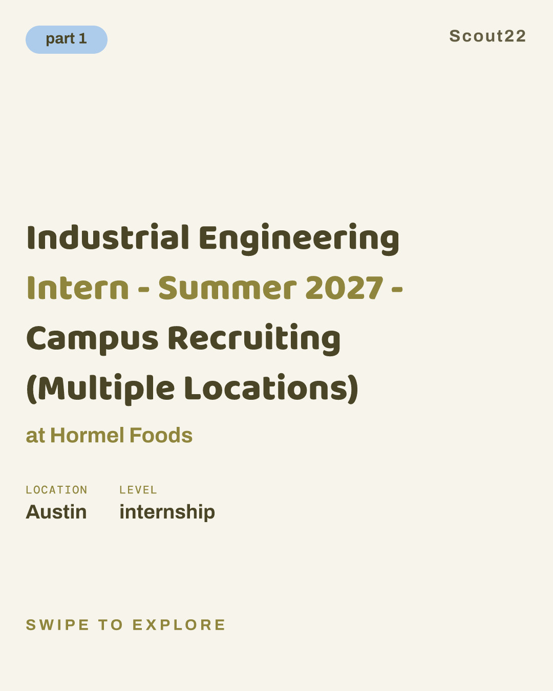 Industrial Engineering Intern - Summer 2027 - Campus Recruiting (Multiple Locations) at Hormel Foods