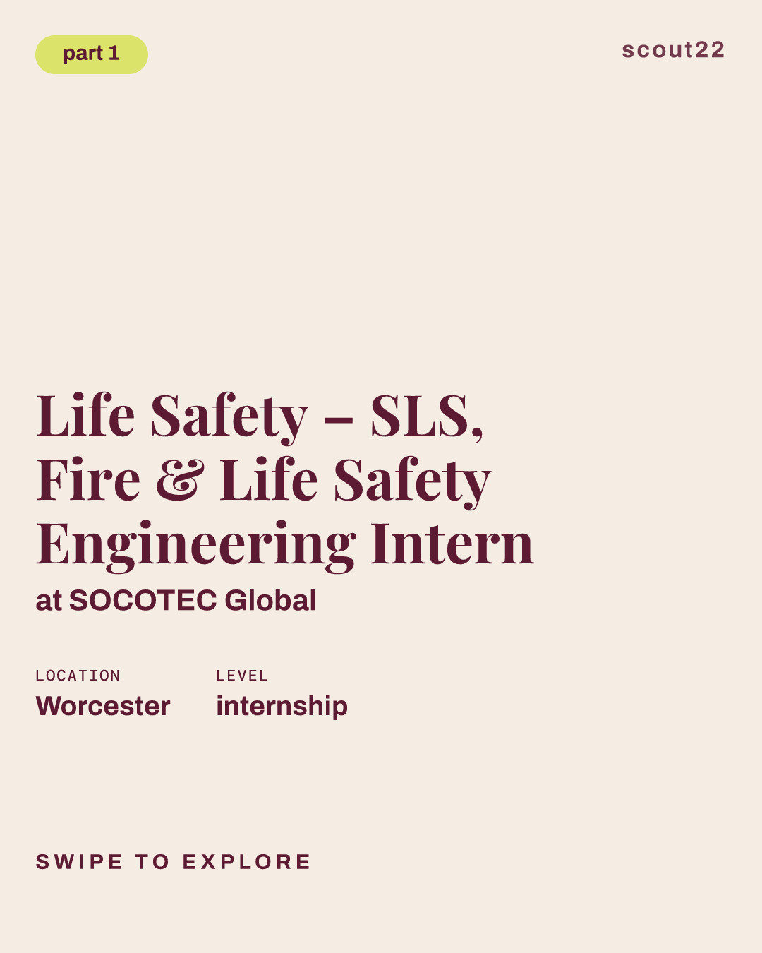 Life Safety – SLS, Fire & Life Safety Engineering Intern at SOCOTEC Global