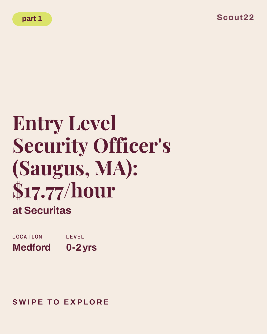 Entry Level Security Officer's (Saugus, MA): $17.77/hour at Securitas