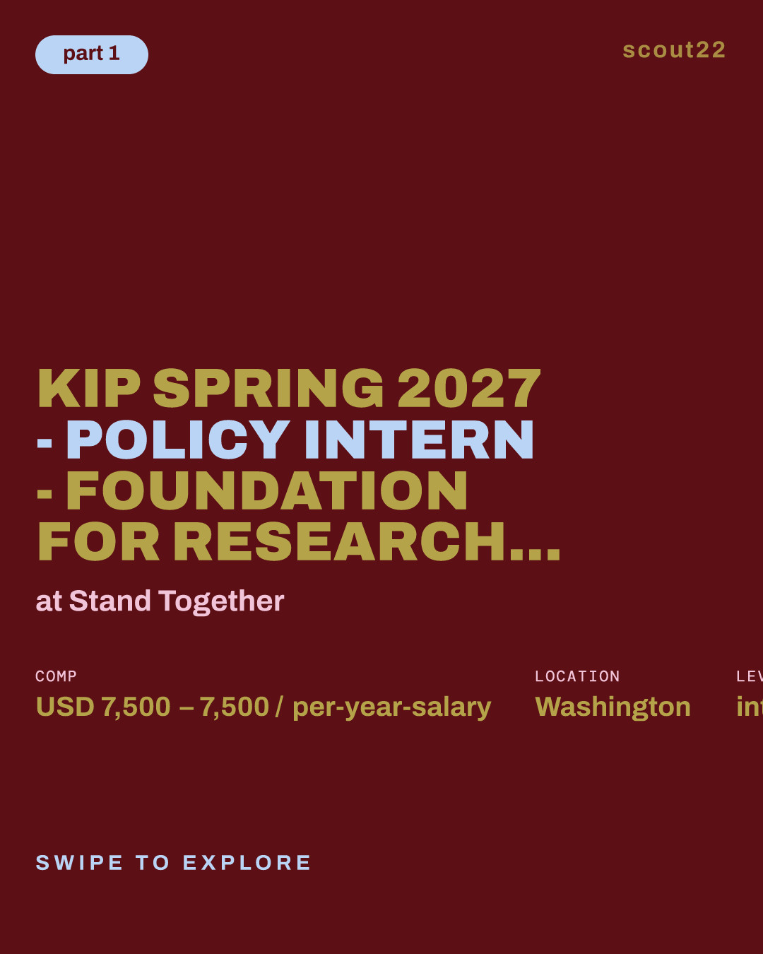 KIP Spring 2027 - Policy Intern - Foundation for Research on Equal Opportunity at Stand Together