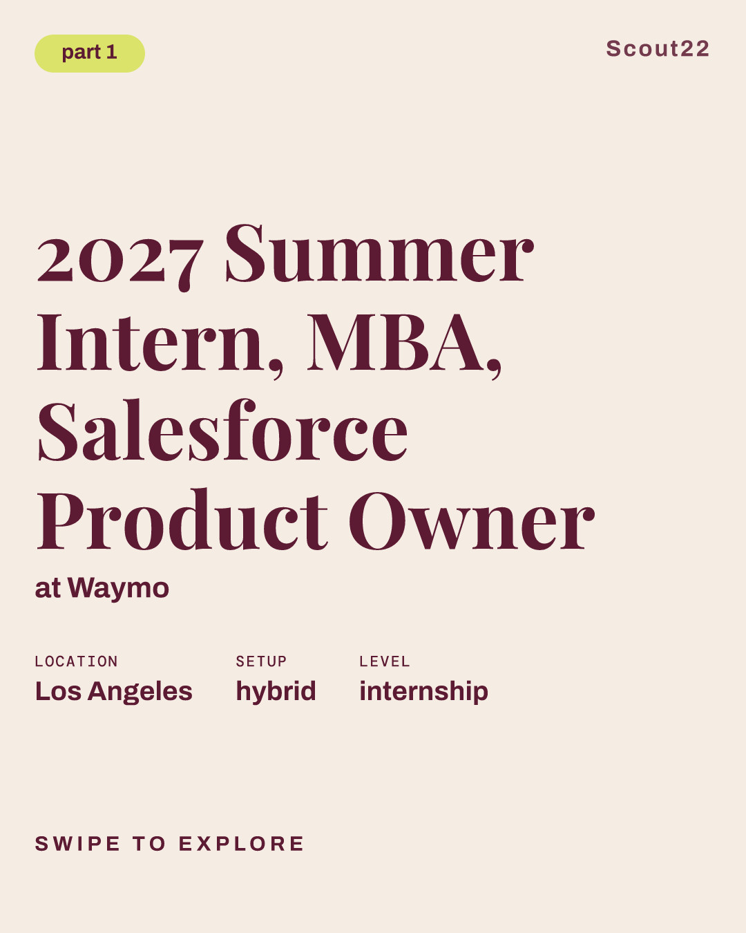 2027 Summer Intern, MBA, Salesforce Product Owner at Waymo