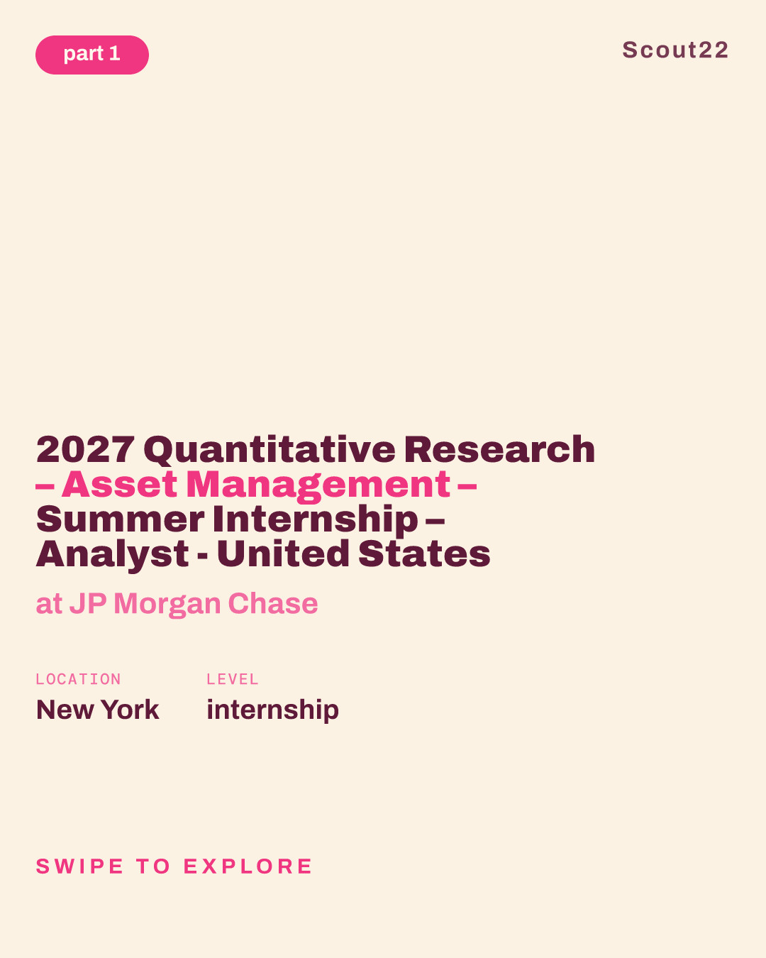 2027 Quantitative Research – Asset Management – Summer Internship – Analyst - United States at JP Morgan Chase