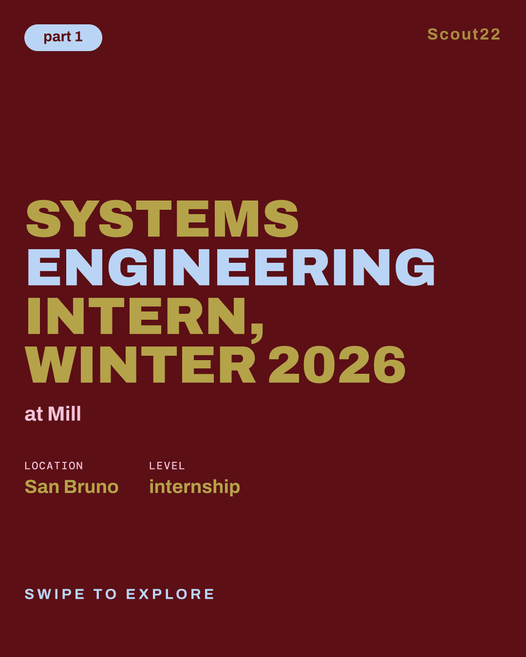 Systems Engineering Intern, Winter 2026 at Mill