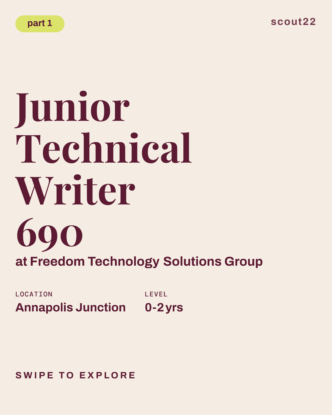 Junior Technical Writer 690 at Freedom Technology Solutions Group