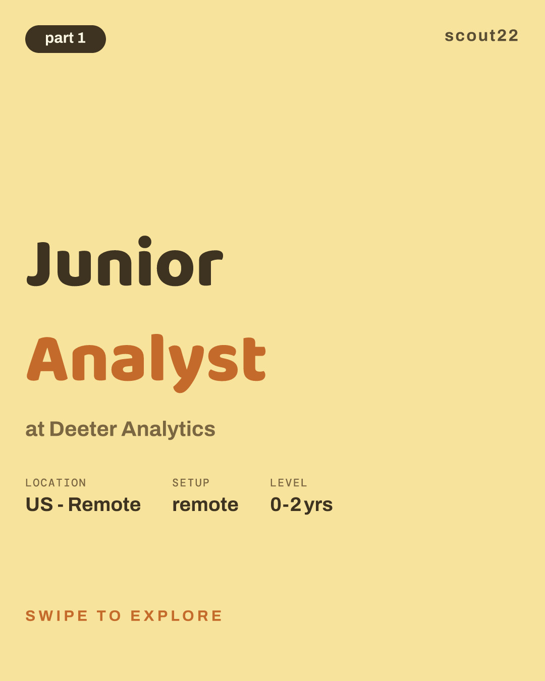 Junior Analyst at Deeter Analytics