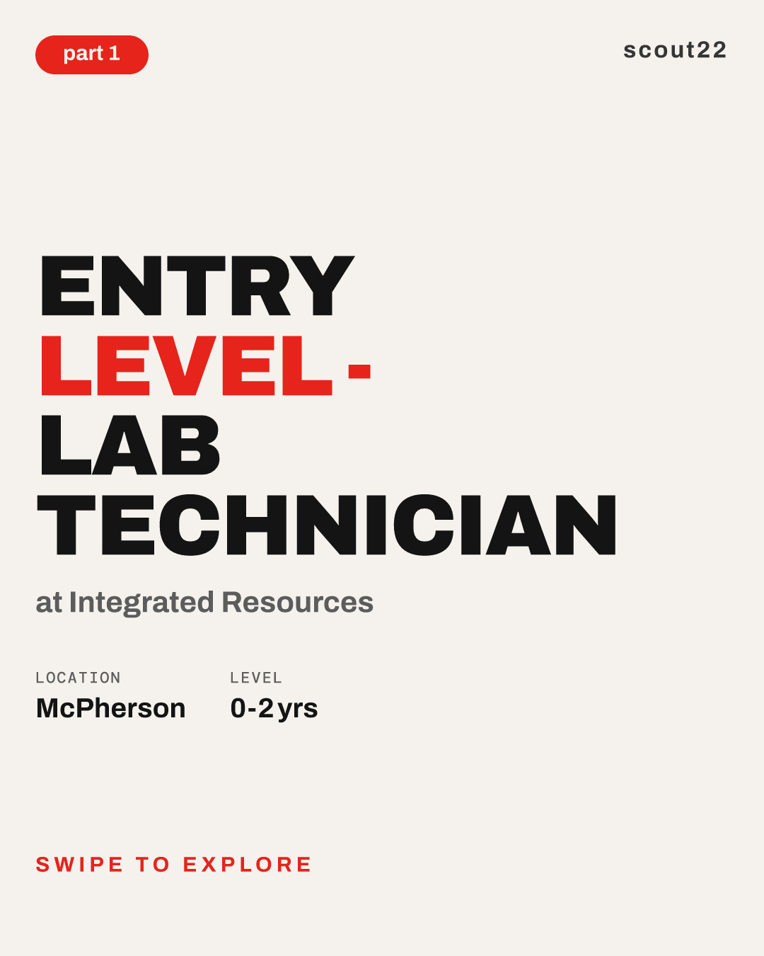 ENTRY LEVEL - Lab technician at Integrated Resources