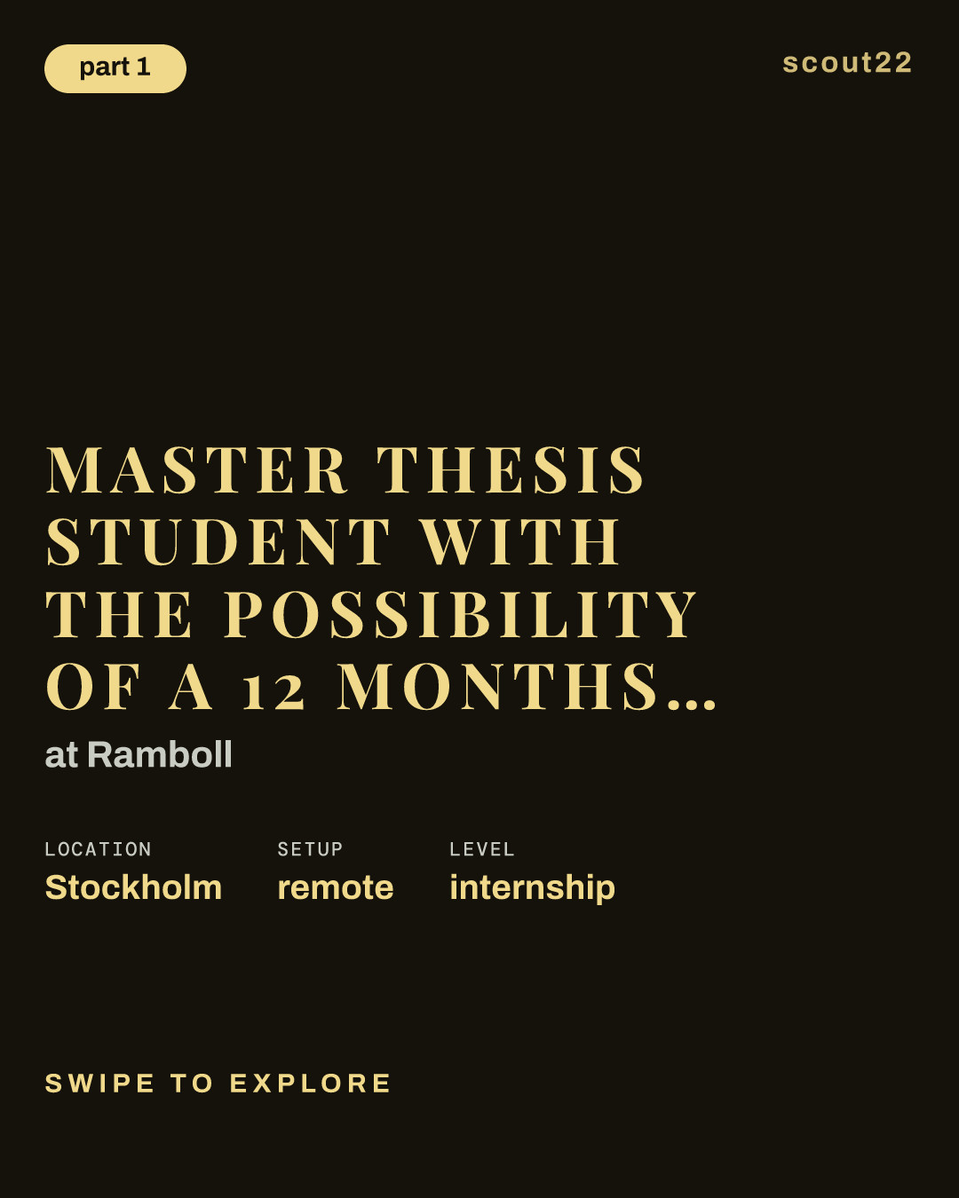Master Thesis Student with the possibility of a 12 months Internship at Ramboll