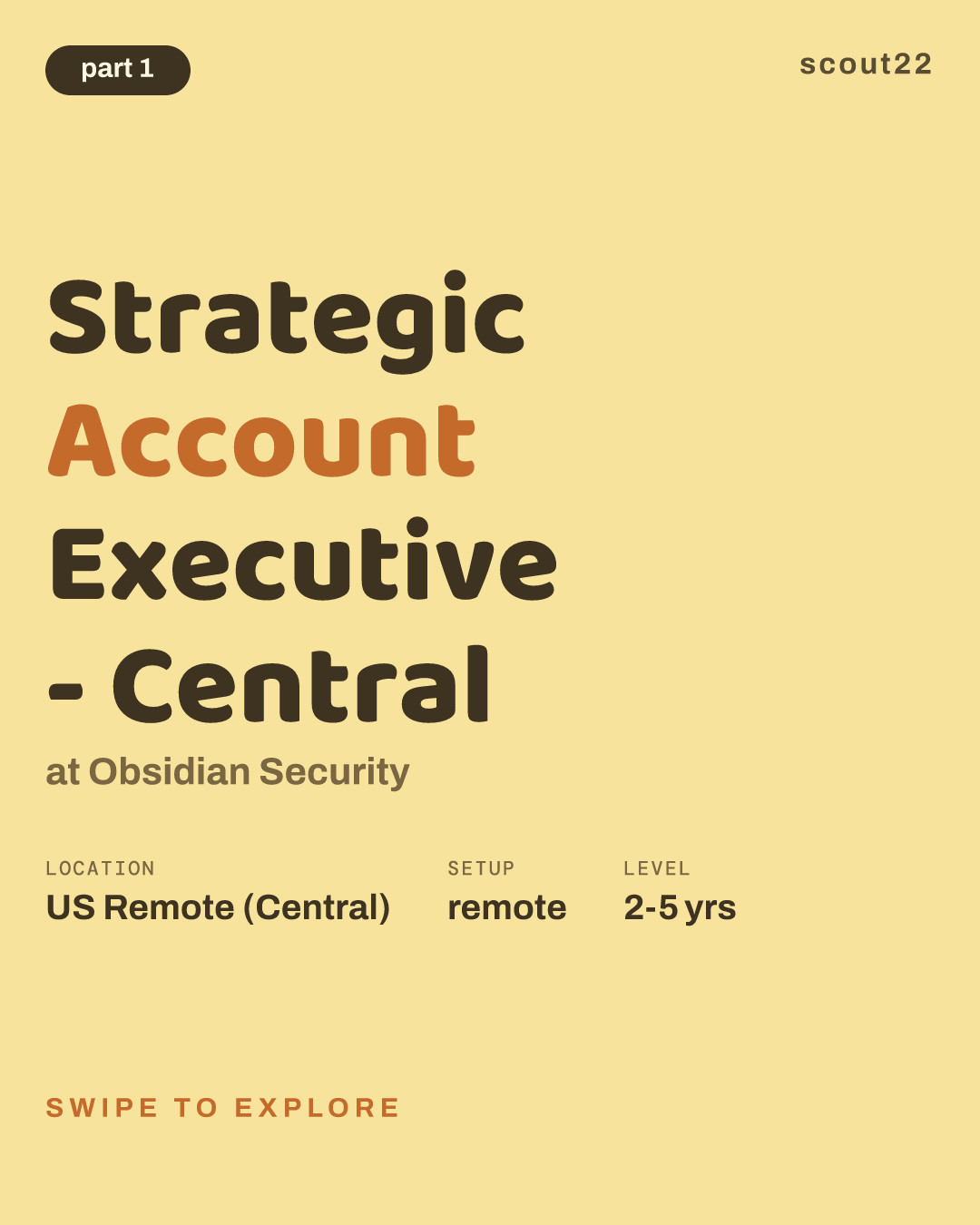 Strategic Account Executive - Central at Obsidian Security
