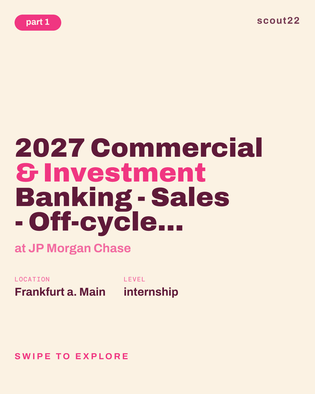 2027 Commercial & Investment Banking - Sales - Off-cycle Internship - Frankfurt at JP Morgan Chase
